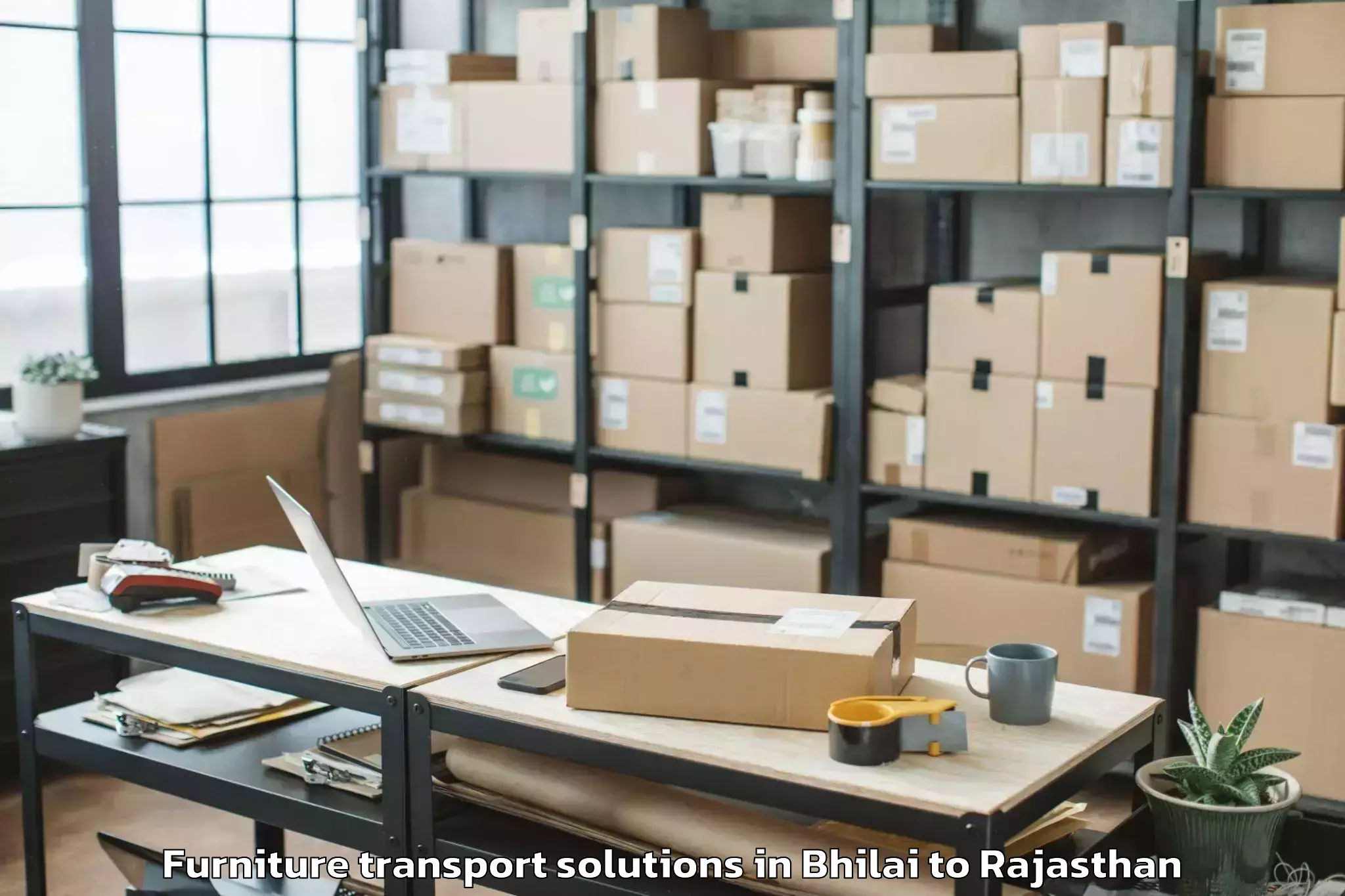 Reliable Bhilai to Hindaun Furniture Transport Solutions